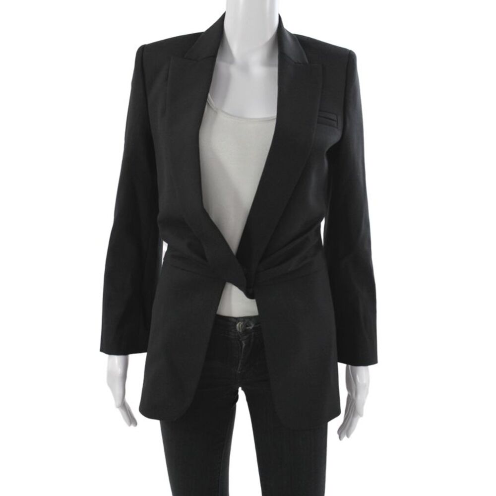 Off White Womens Basic Jacket Black Button Long Sleeve Size L
